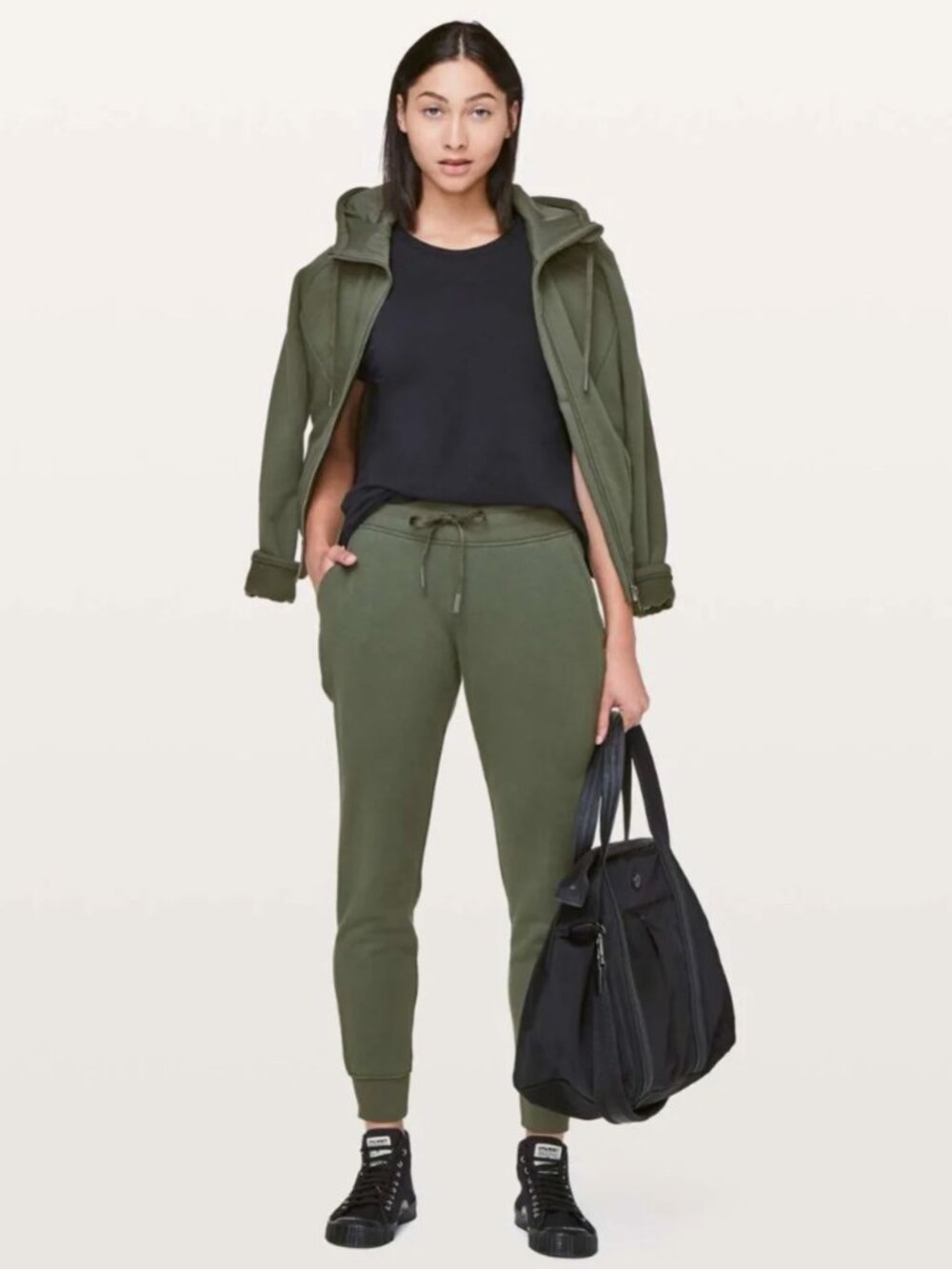Lululemon Warm Down Joggers Size 8 Dark Olive Green Fleece